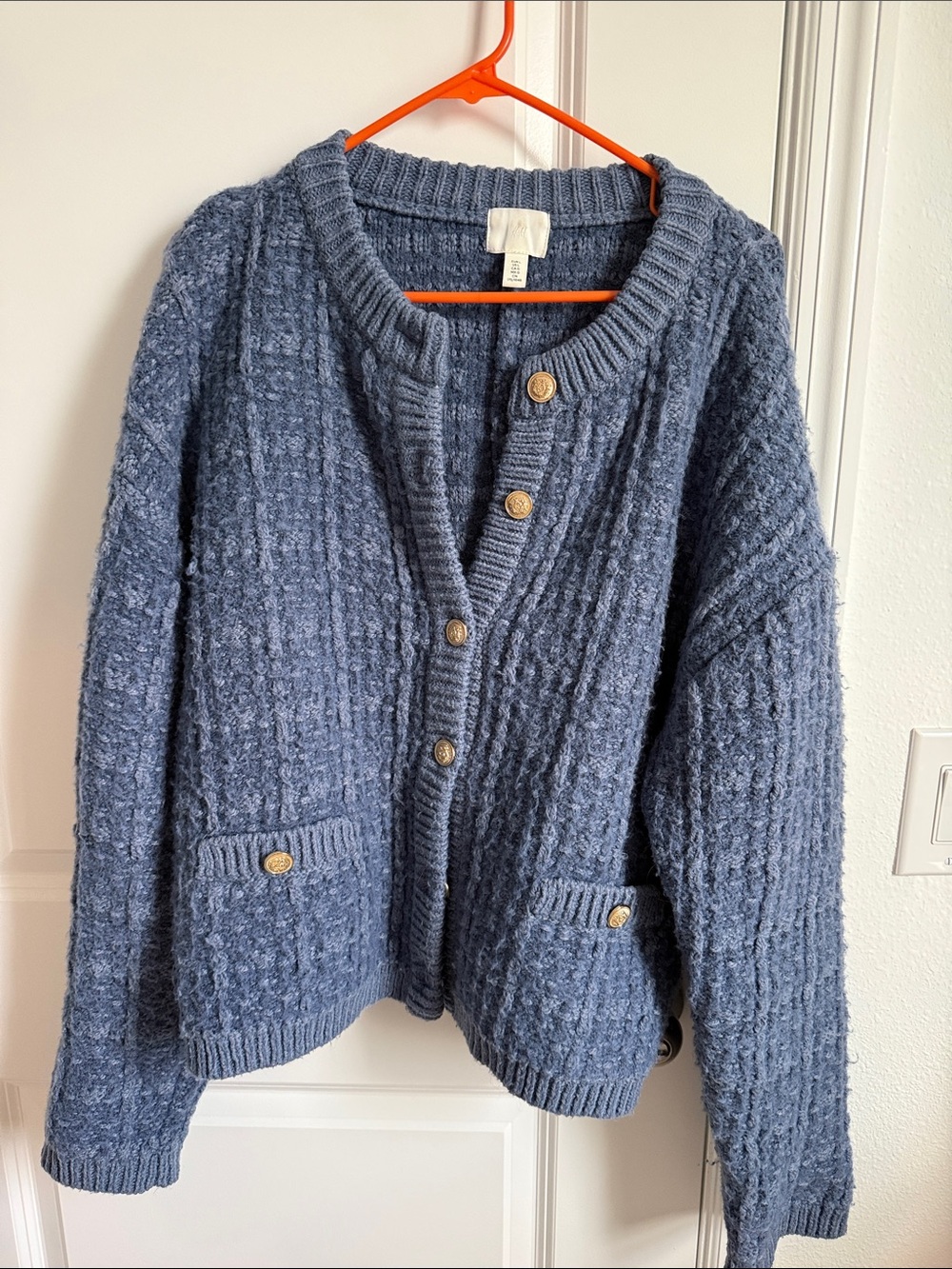 H&M Chunky Slate Blue Button-Up Women's Cardigan